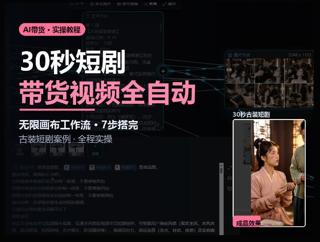 Seedance2.0做短剧带货视频，无限画布工作流·7步搭完古装短剧案例·全程实操-来聚吧
