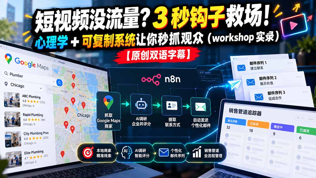 短视频没流量？3 秒钩子救场！心理学 + 可复制系统让你秒抓观众(workshop 实录-来聚吧