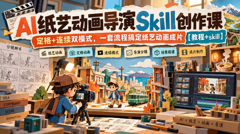 AI纸艺动画导演Skill创作课｜定格+连续双模式，一套流程搞定纸艺动画成片【教程+skill】-来聚吧