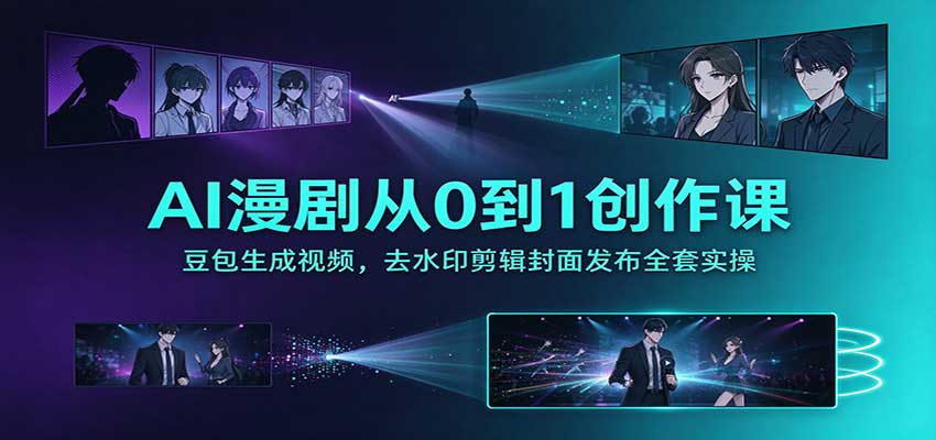 AI漫剧从0到1创作课:豆包生成视频,去水印剪辑封面发布全套实操-来聚吧