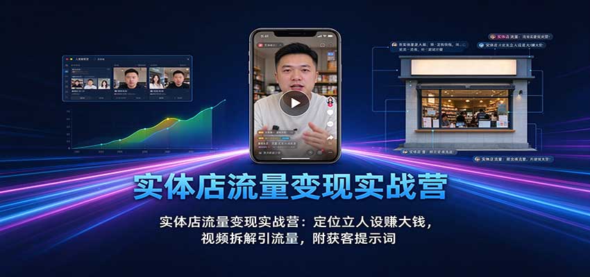 实体店流量变现实战营:定位立人设赚大钱,视频拆解引流量,附获客提示词-来聚吧