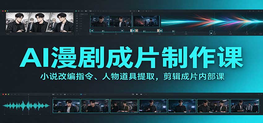 AI漫剧成片制作课:小说改编指令、人物道具提取,剪辑成片全流程-来聚吧