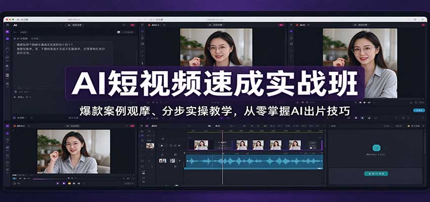 AI短视频速成实战班:爆款案例观摩、分步实操教学,从零掌握AI出片技巧-来聚吧