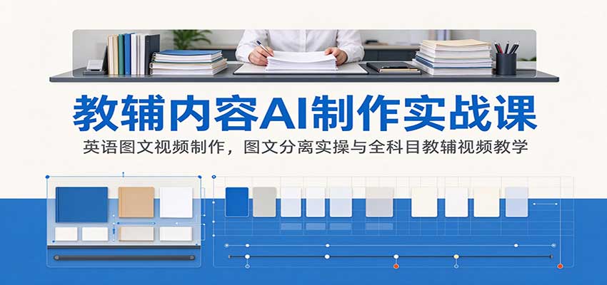 AI制作教辅内容实战课:英语图文视频制作,图文分离实操与全科目教辅视频教学-来聚吧