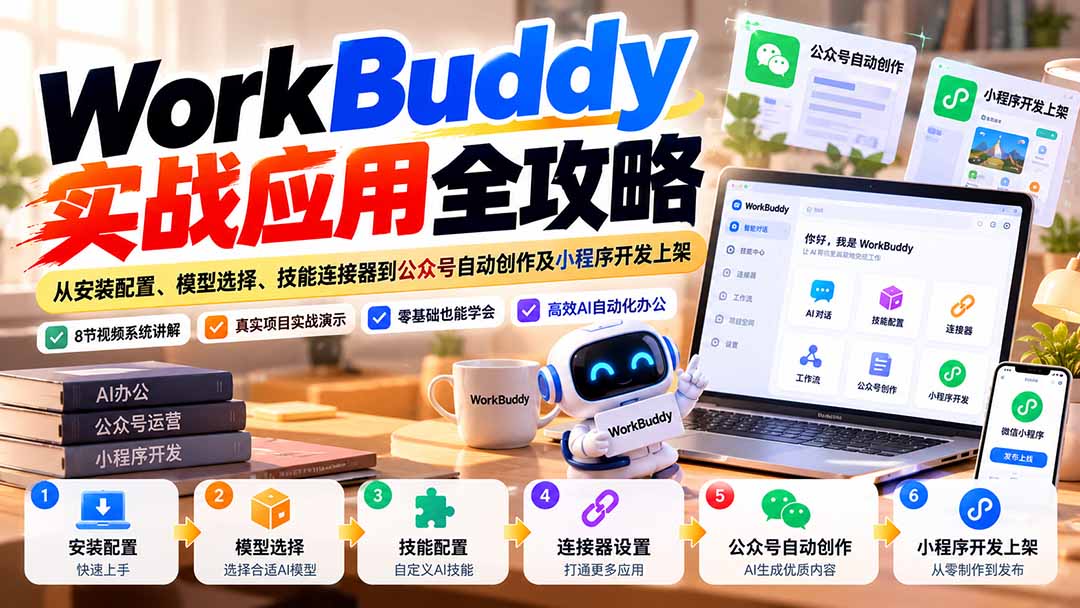 WorkBuddy 实战应用全攻略:从安装配置、模型选择、技能连接器到公众号自动创作及小程序开发上架-来聚吧