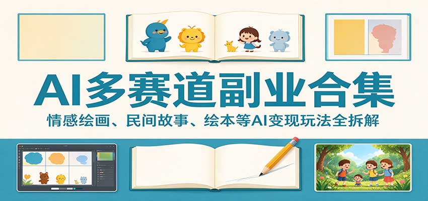 AI多赛道副业合集:情感绘画、民间故事、绘本等AI变现玩法全拆解-来聚吧