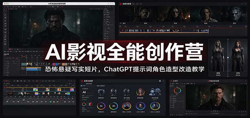 AI影视全能创作营:恐怖悬疑写实短片,ChatGPT提示词角色造型改造教学-来聚吧