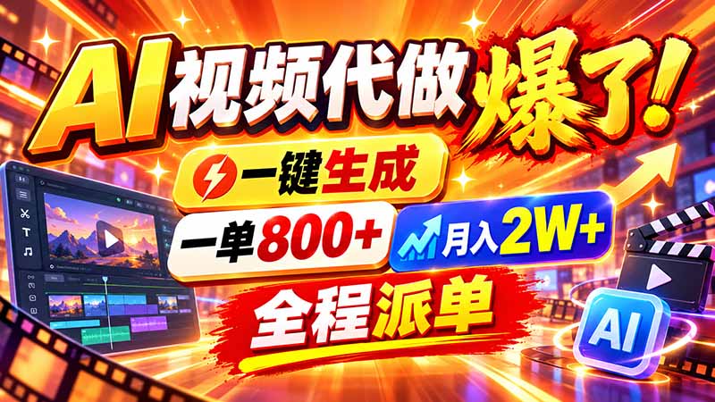 2026年底新赛道,AI视频代做一单800+,小白可做,告别打工-来聚吧