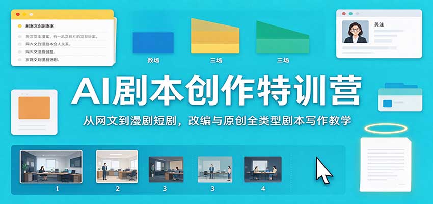 AI剧本创作特训营:从网文到漫剧短剧,改编与原创全类型剧本写作教学-来聚吧
