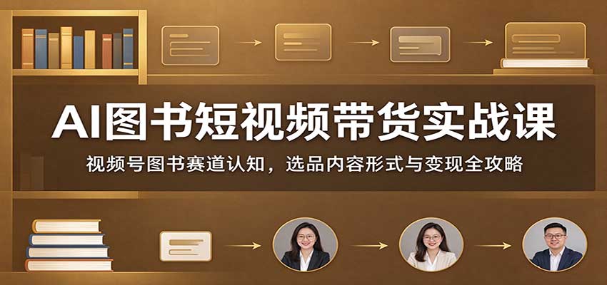 AI图书短视频带货实战课:视频号图书赛道认知,选品内容形式与变现全攻略-来聚吧