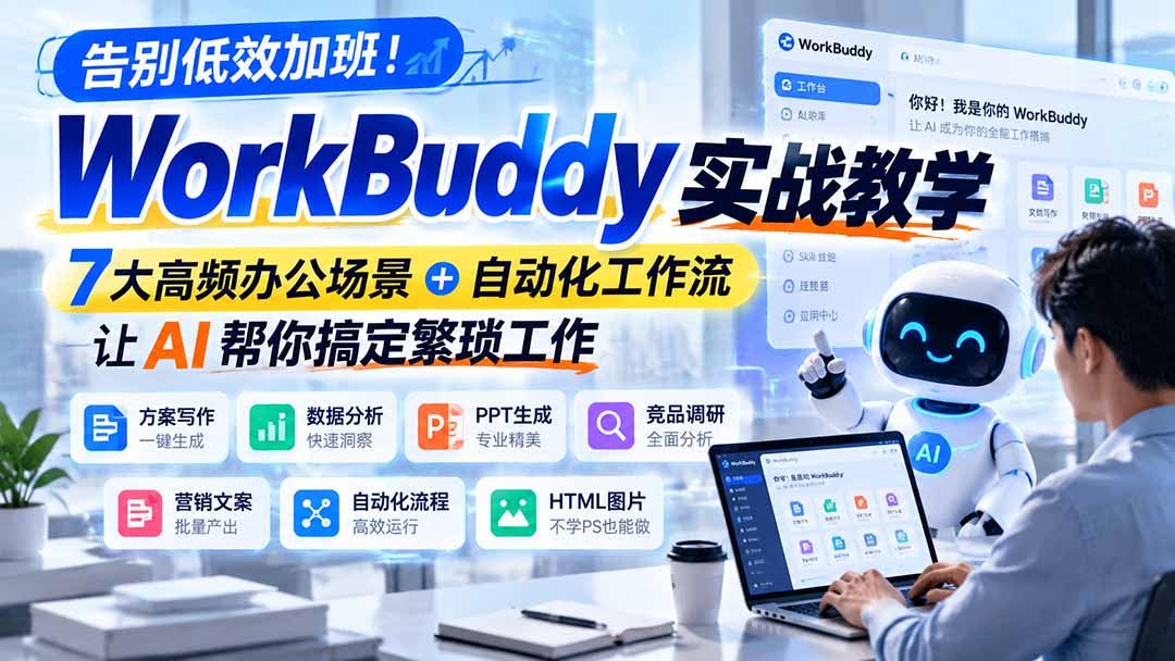告别低效加班!WorkBuddy实战教学,7大高频办公场景+自动化工作流,让AI帮你搞定繁琐工作-来聚吧