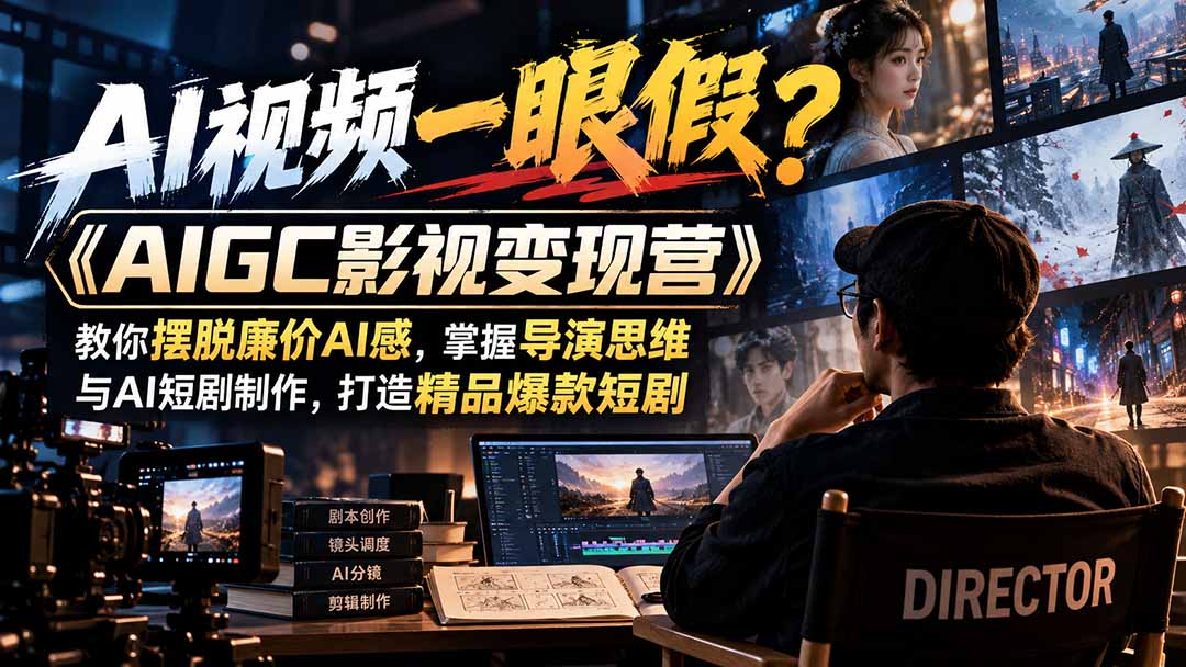 【无水印】AI视频一眼假？《AIGC影视变现营》教你摆脱廉价AI感，掌握导演思维与AI短剧制作，打造精品爆款短剧-来聚吧