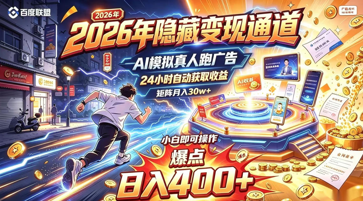 2026年别死磕自媒体,隐藏变现通道,AI模拟真人自动跑广告,小白即可操作,日入400+,矩阵月入可达到30w+【揭秘】-来聚吧