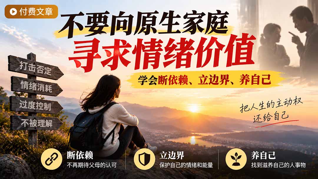 付费文章：不要向原生家庭寻求情绪价值，学会断依赖、立边界、养自己-来聚吧