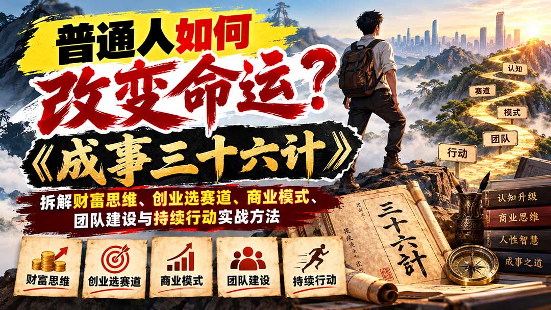 普通人如何改变命运？《成事三十六计》拆解财富思维、创业选赛道、商业模式、团队建设与持续行动实战方法-来聚吧