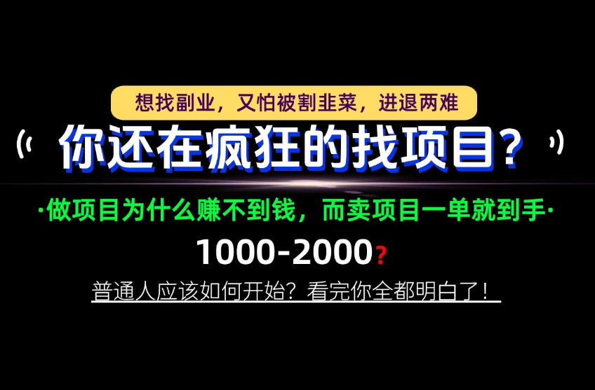 你还在疯狂的找项目?别傻了!卖项目才是真正的一本万利!怎么做,看完你全都明白!【揭秘】-来聚吧