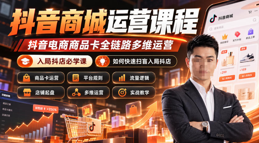 抖音商城运营课程,抖音电商商品卡全链路多维运营,入局抖店必学课, 如何快速扫盲入局抖店(更新1025)-来聚吧