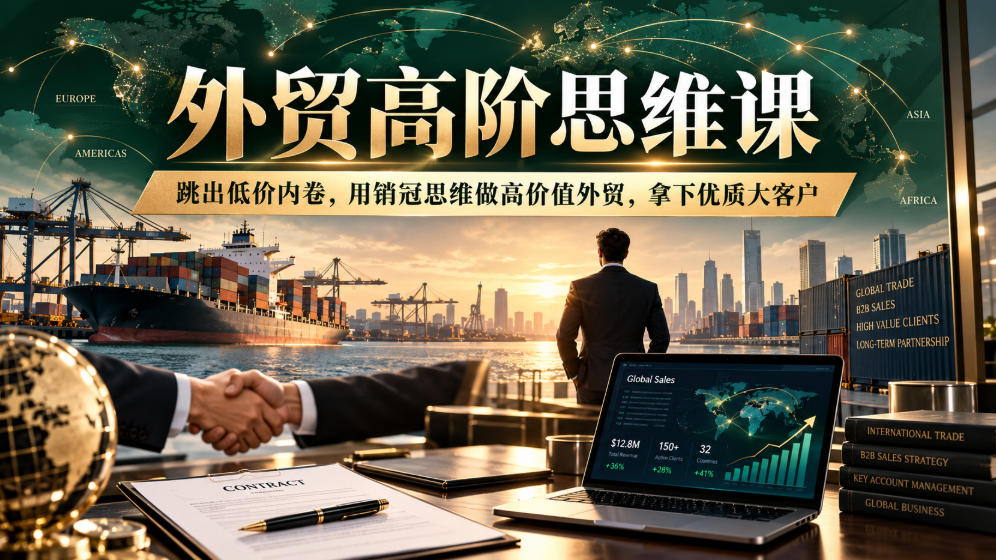 外贸高阶思维课,跳出低价内卷,用销冠思维做高价值外贸,拿下优质大客户-来聚吧