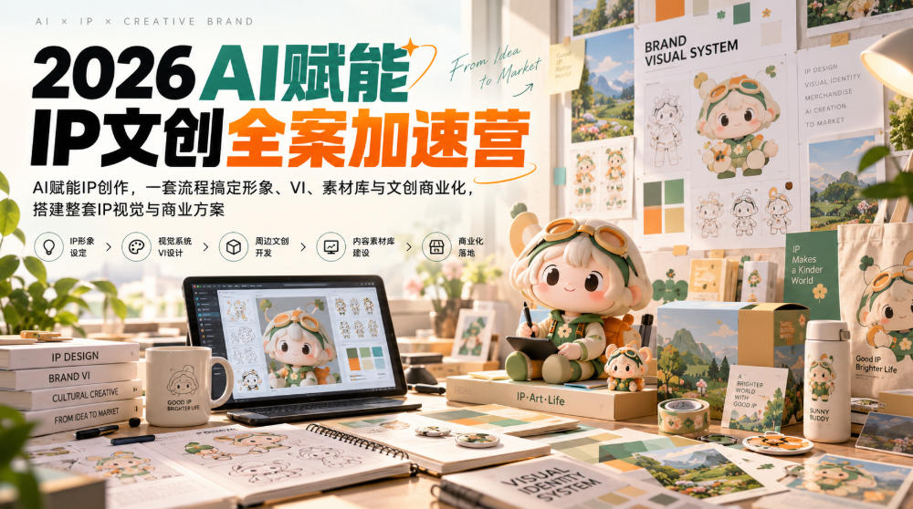 2026AI赋能ip文创全案加速营,AI赋能IP创作,一套流程搞定形象、VI、素材库与文创商业化,搭建整套IP视觉与商业方案-来聚吧