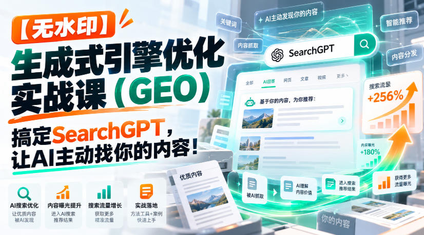 【无水印】生成式引擎优化(GEO)实战课：搞定SearchGPT，让AI主动找你的内容！【原创双语字幕】-来聚吧