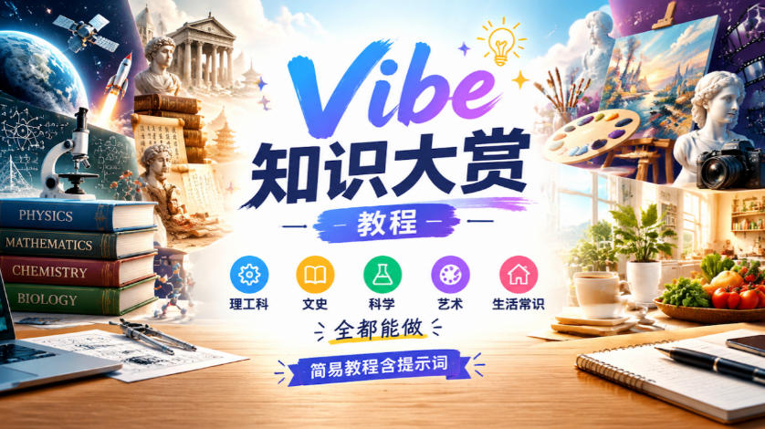 Vibe知识大赏教程,理工科、文史、科学、艺术、生活常识全都能做,简易教程含提示词(更新1025)-来聚吧
