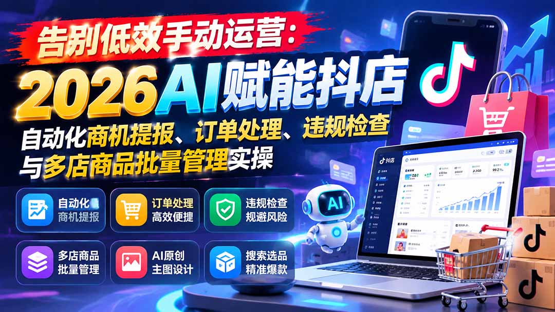 告别低效手动运营:2026AI赋能抖店自动化商机提报、订单处理、违规检查与多店商品批量管理实操-来聚吧