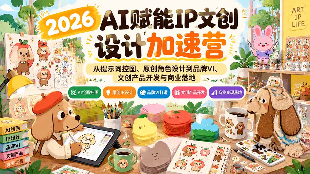2026AI赋能IP文创设计加速营:从提示词控图、原创角色设计到品牌VI、文创产品开发与商业落地-来聚吧