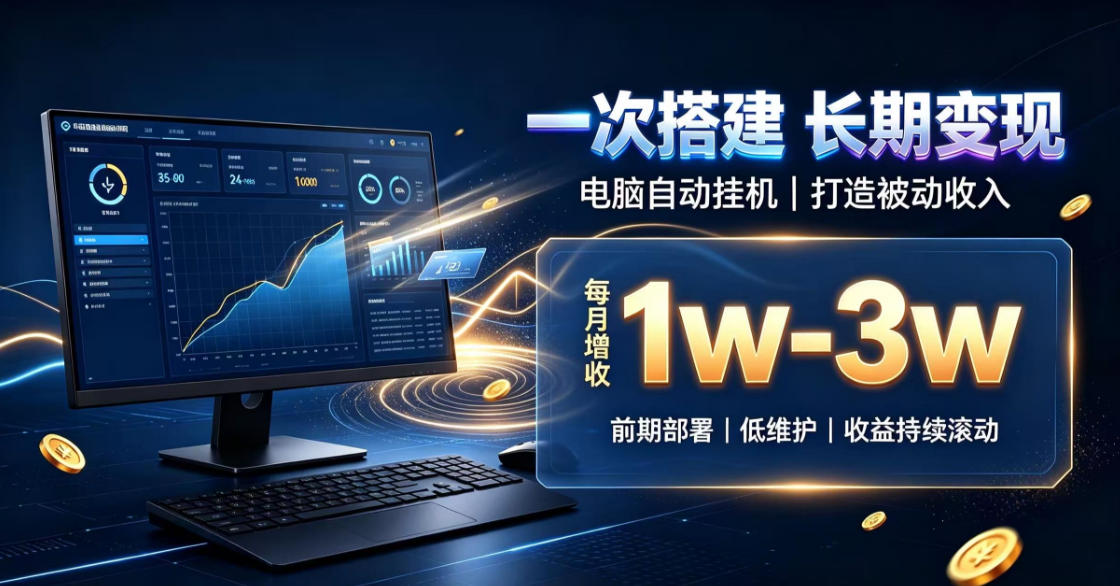 一份投入长期收益,电脑自动挂G类目,搭建被动收入每月增收1w-3w【揭秘】-来聚吧