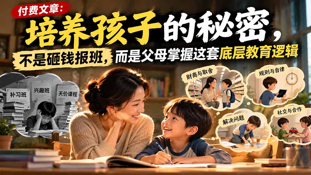 付费文章:培养孩子的秘密,不是砸钱报班,而是父母掌握这套底层教育逻辑-来聚吧