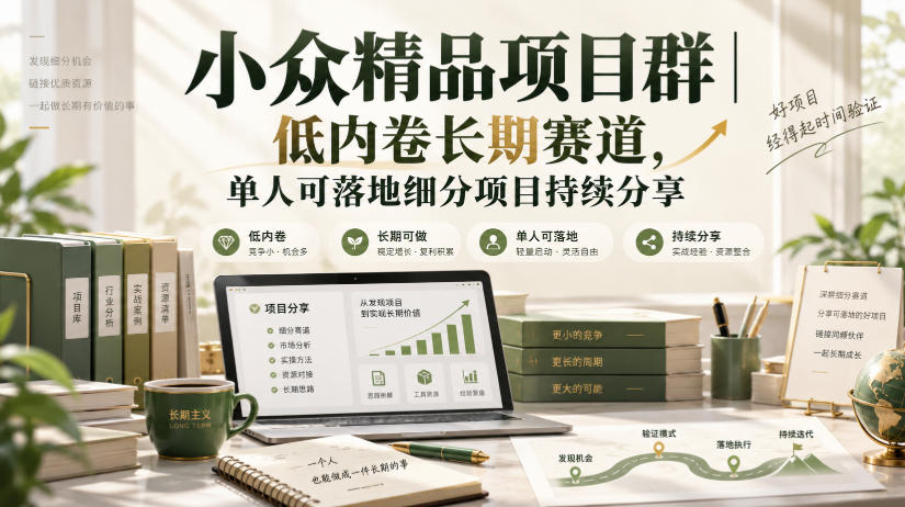 小众精品项目群|低内卷长期赛道,单人可落地细分项目持续分享-来聚吧