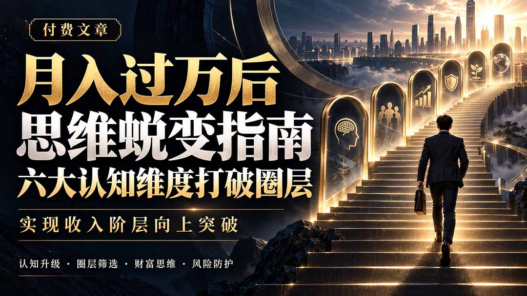 付费文章:月入过万后思维蜕变指南,六大认知维度打破圈层,实现收入阶层向上突破-来聚吧