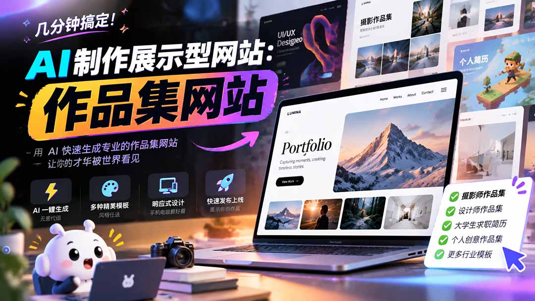 几分钟搞定,AI制作展示型网站制作:作品集网站,用AI快速生成专业的作品集网站,接单变现!-来聚吧
