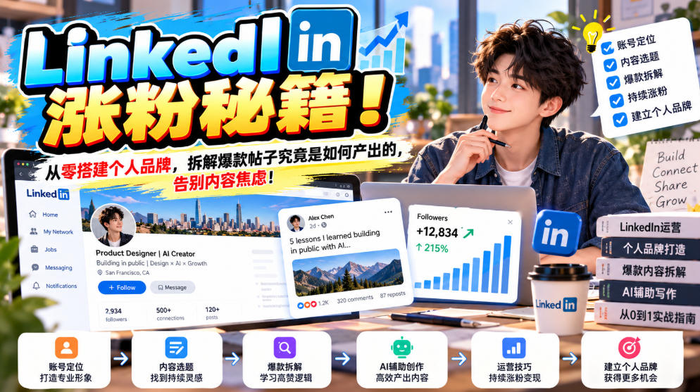 LinkedIn涨粉秘籍!从零搭建个人品牌,拆解爆款帖子究竟是如何产出的,告别内容焦虑!【原创双语字幕】-来聚吧