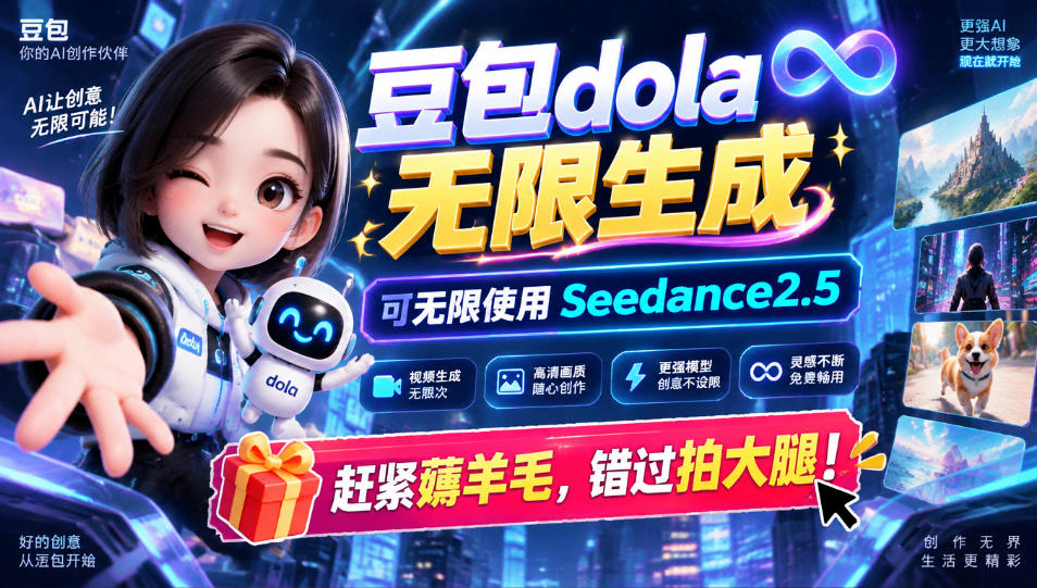1029最新豆包dola无限生成技术,可以无限生成sseedance2.5,赶紧薅羊毛,和谐拍大腿-来聚吧