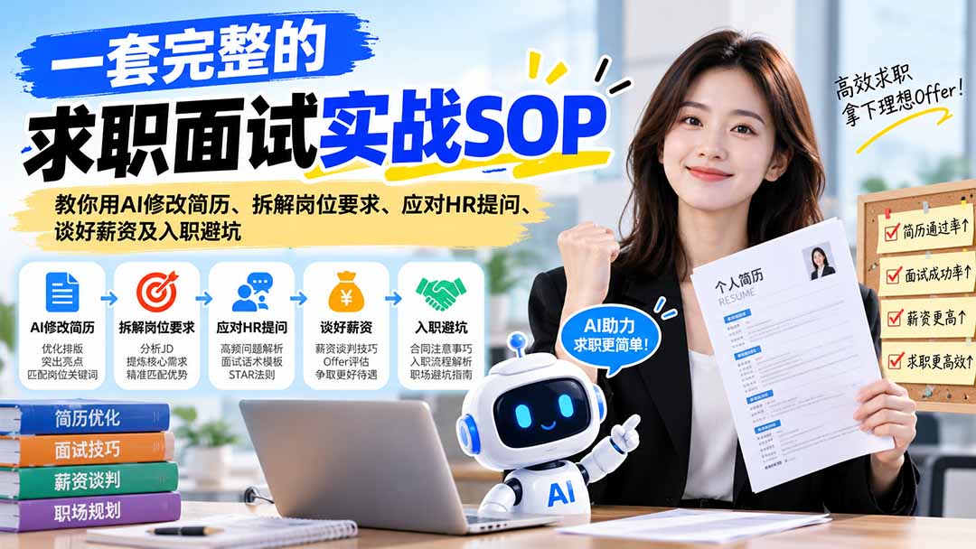 一套完整的求职面试实战SOP：教你用AI修改简历、拆解岗位要求、应对HR提问、谈好薪资及入职避坑-来聚吧