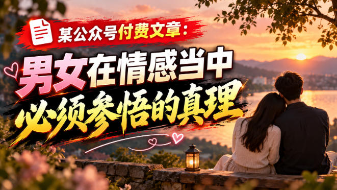 某公众号付费文章:男女在情感当中必须参悟的真理-来聚吧
