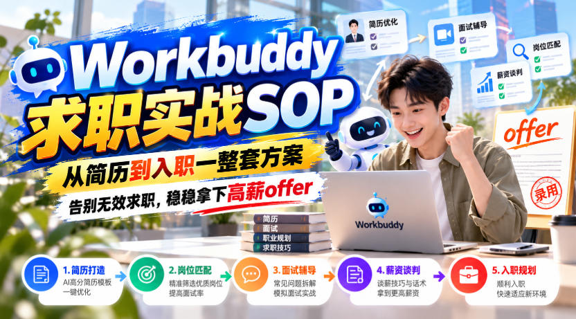Workbuddy求职实战SOP,从简历到入职一整套方案,告别无效求职,稳稳拿下高薪offer-来聚吧