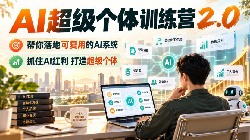 AI超级个体训练营2.0，帮你落地可复用的AI系统，抓住AI红利打造超级个体-来聚吧